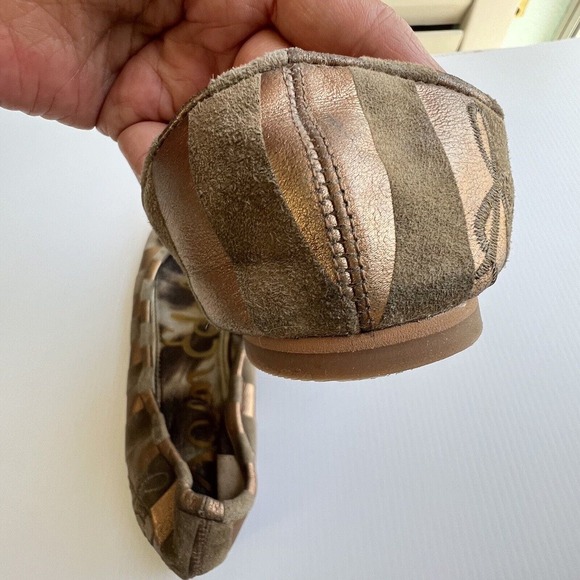 Sam Edelman Ballerina Flats Size 6 Felicia Leather Brown Rose Gold Stripes - Picture 5 of 10